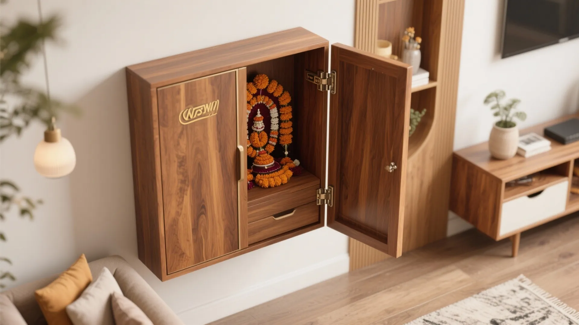 Compact Foldable Wall Pooja Unit