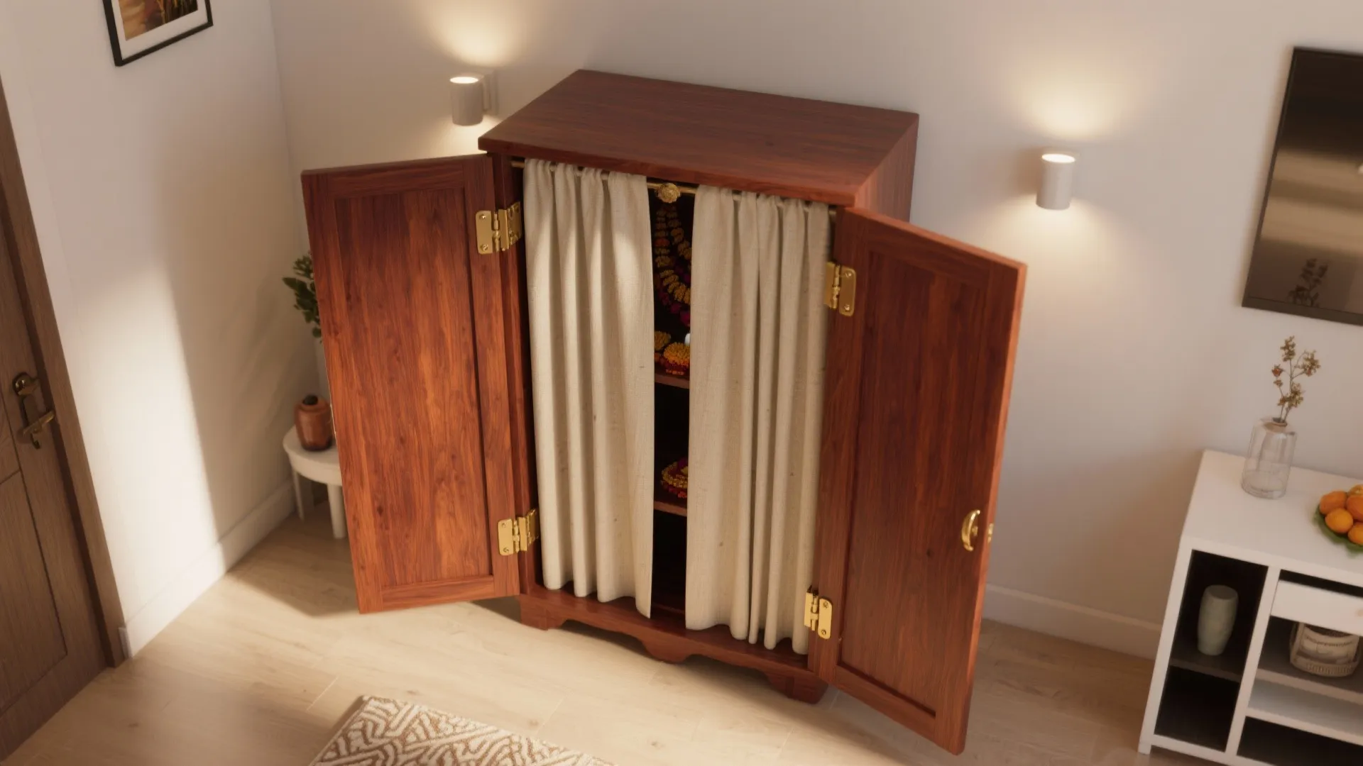 Foldable Wooden Pooja Unit