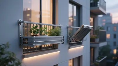 Modern Balcony Design with Integrated Lighting and Greenery