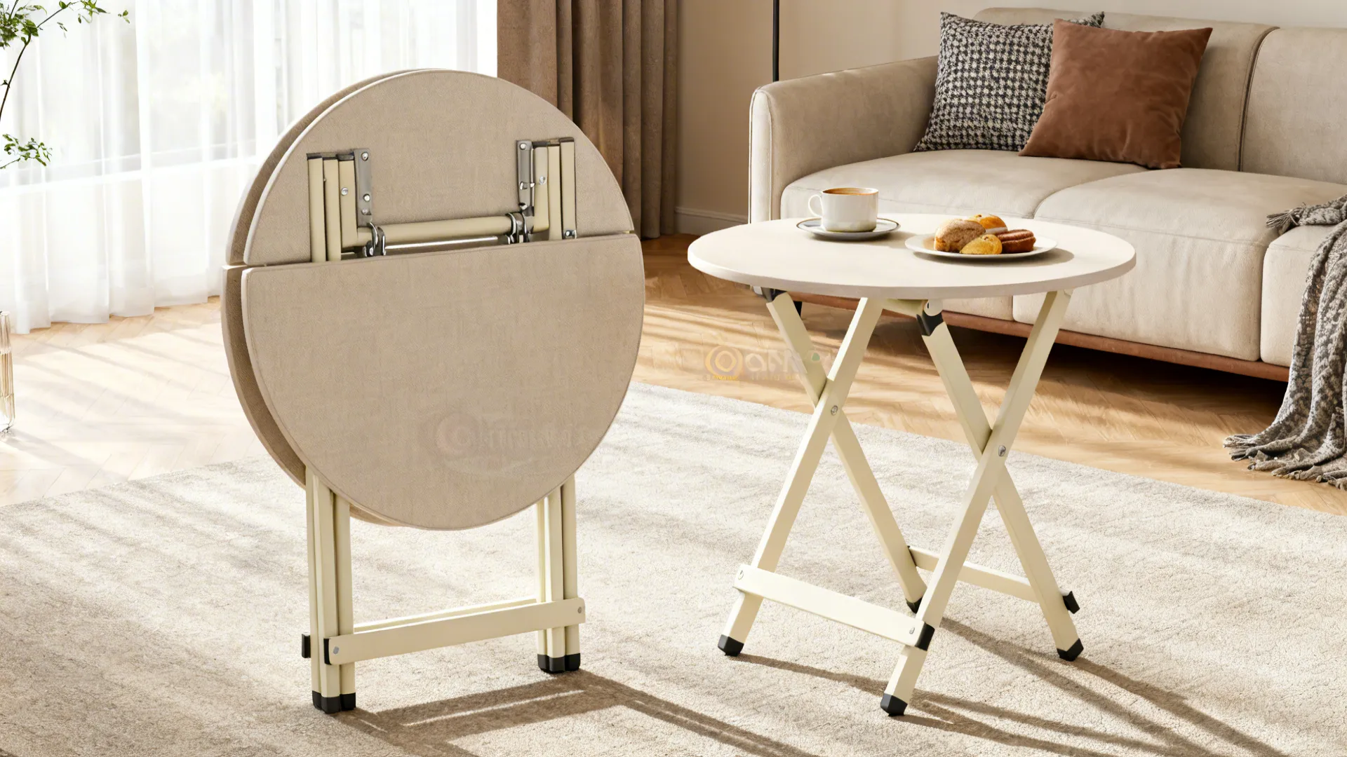 5. Foldable round table for multipurpose rooms