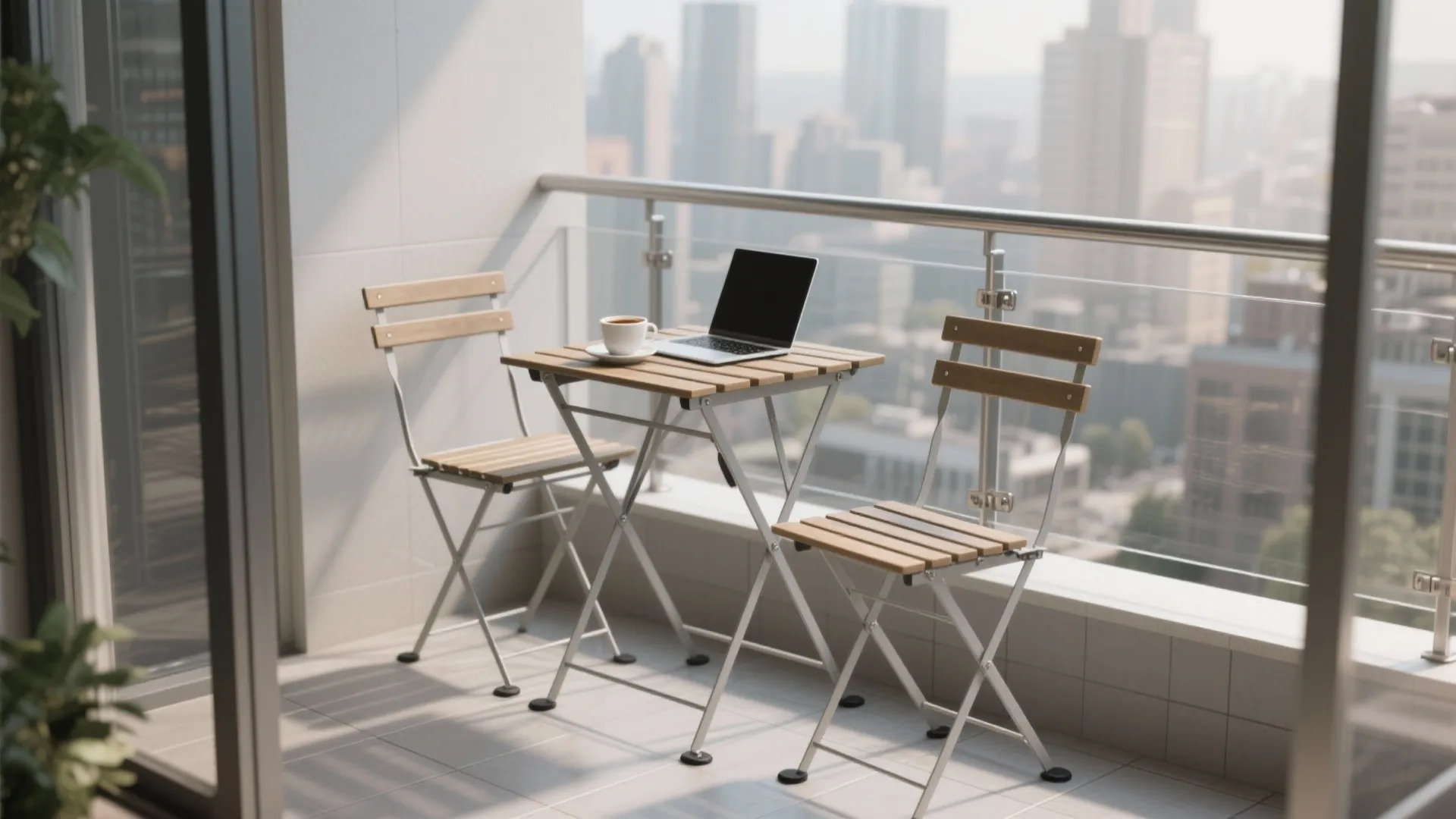 Foldable Seating and a Railing-Height Table