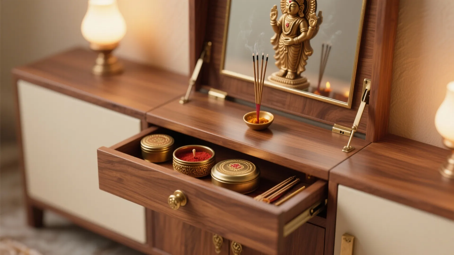 5) Compact Foldaway Altar with Hidden Storage