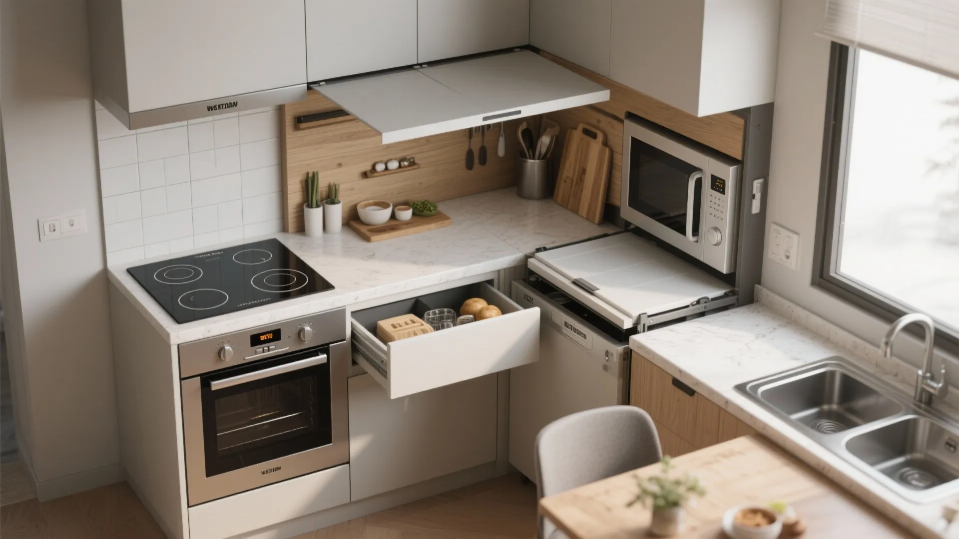 Tip 3: Integrate multi-use appliances and foldaway surfaces