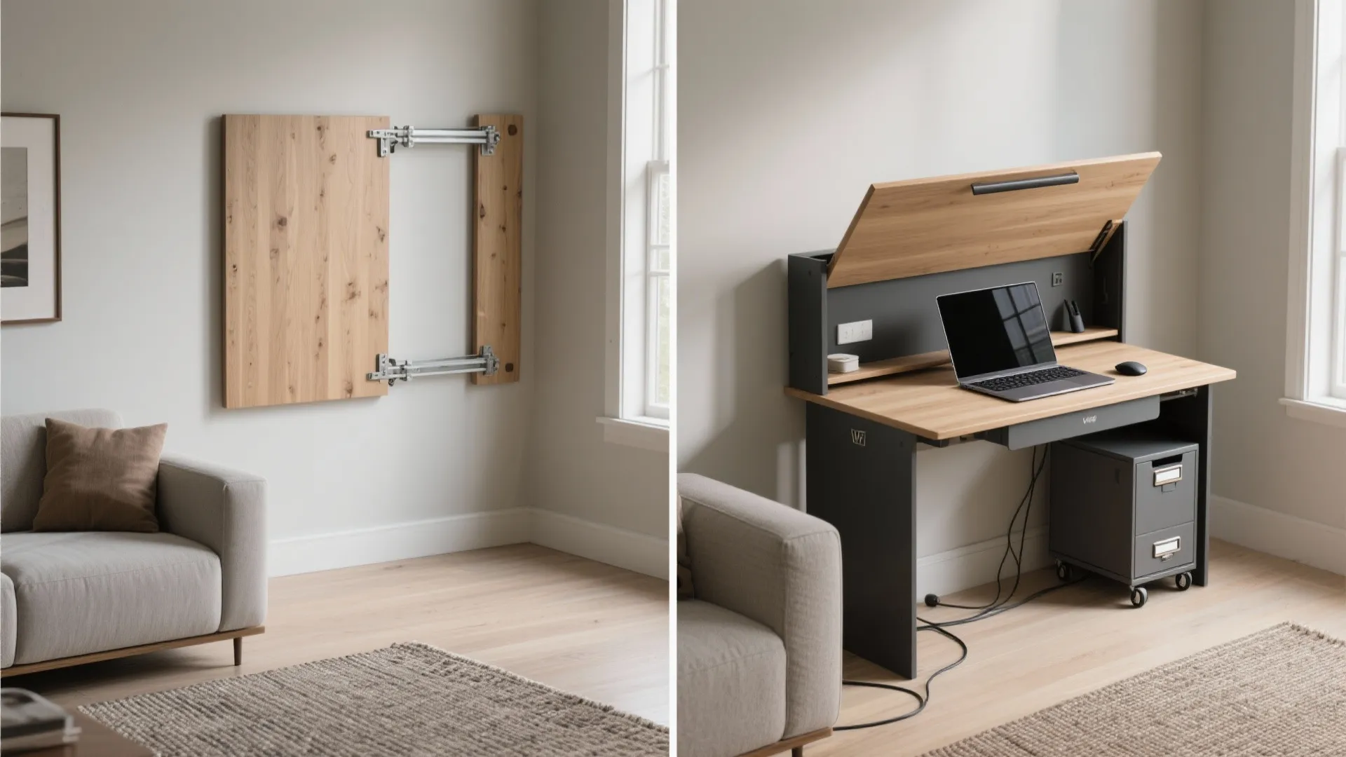 3) Foldaway desks and dual-purpose furniture