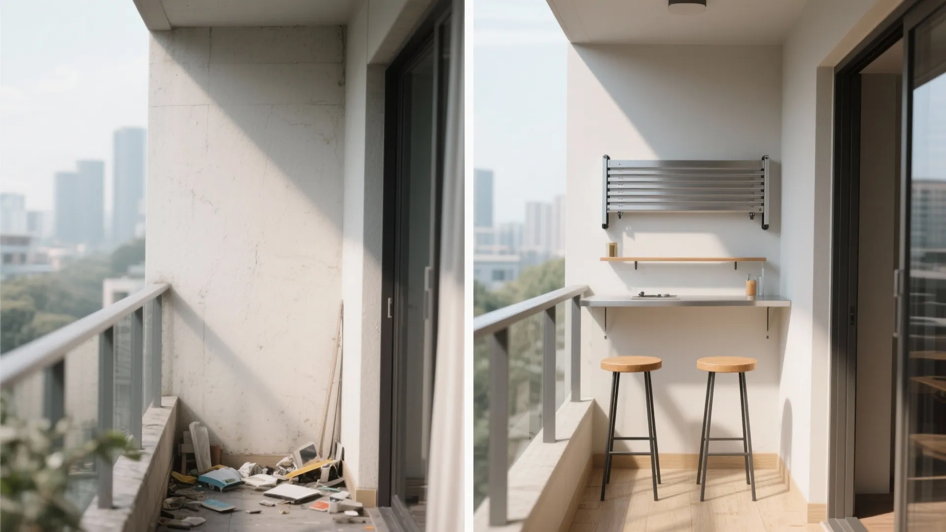 4) Fold-away aluminium café bar and stools