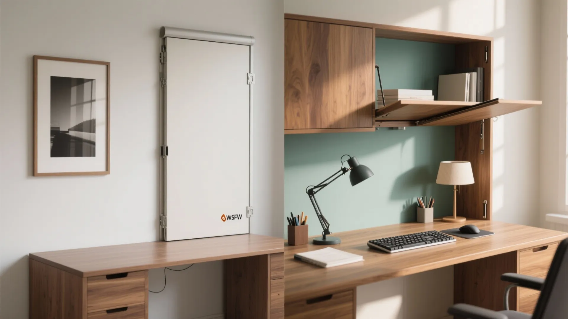 2. Foldaway Desk That Becomes a Gallery