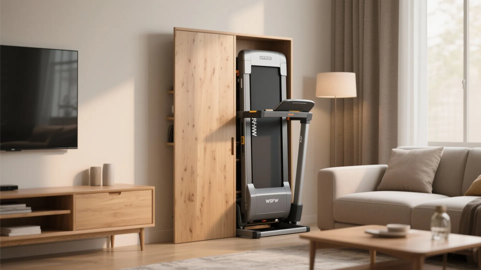 1. Fold-away cardio: wall-mounted or foldable treadmills