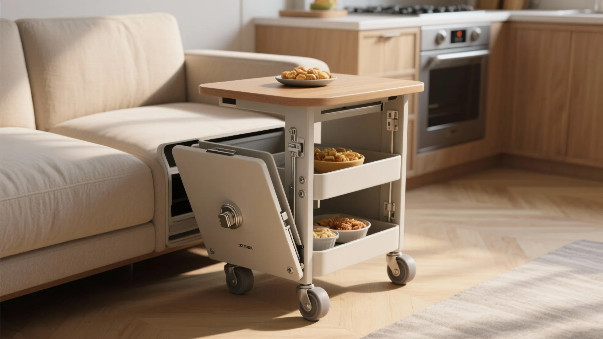 Fold-away and castered tables: mobility meets minimalism