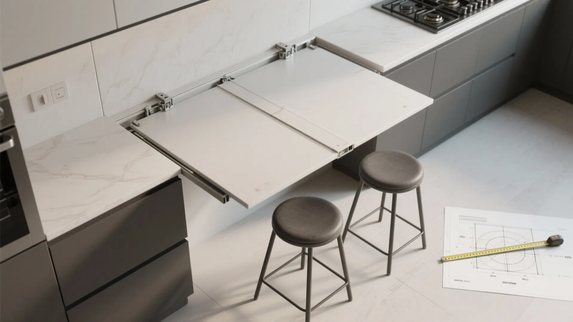 5. Fold-away workstation or drop-leaf counter