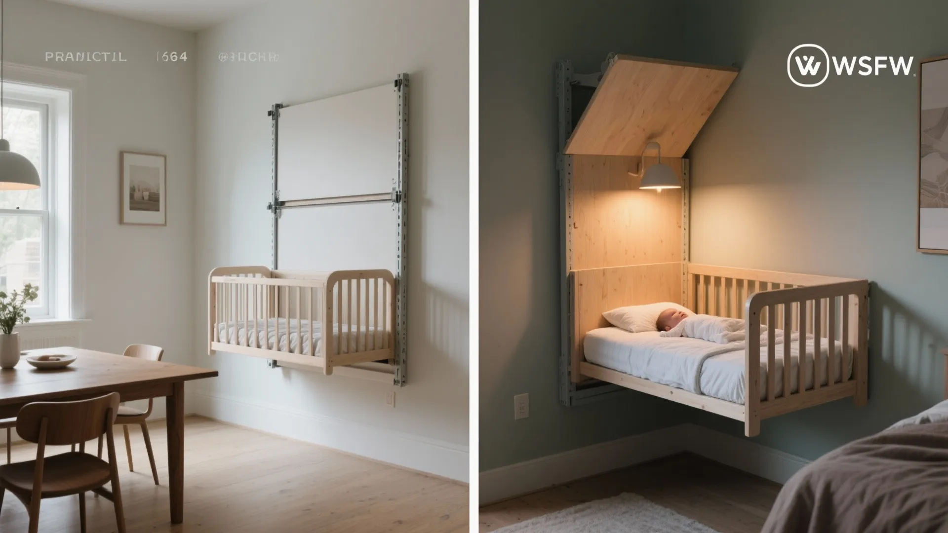 4. Wall-mounted or fold-away cribs (innovative but needs care)