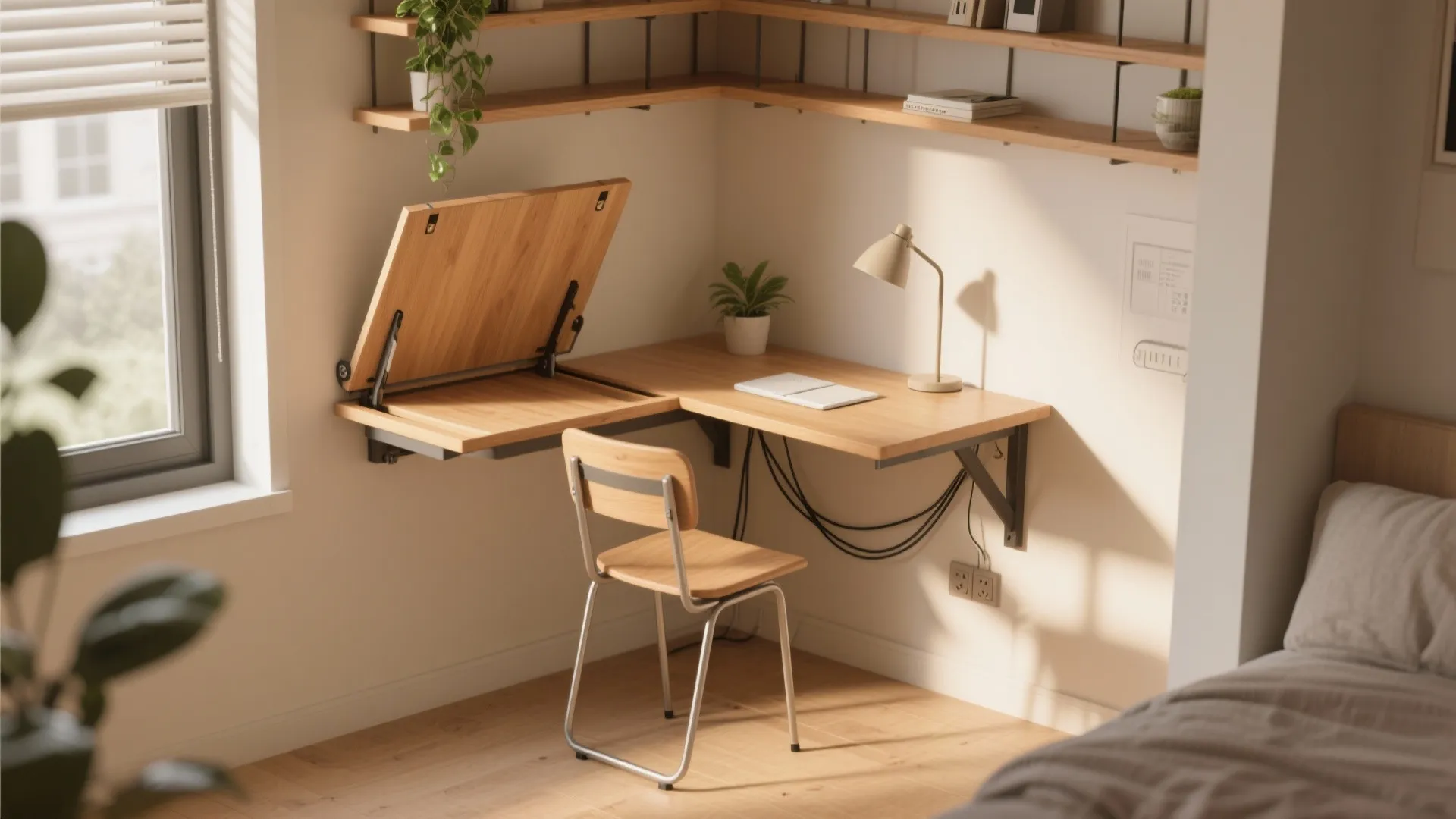 5. Fold-away desk and multifunctional corners