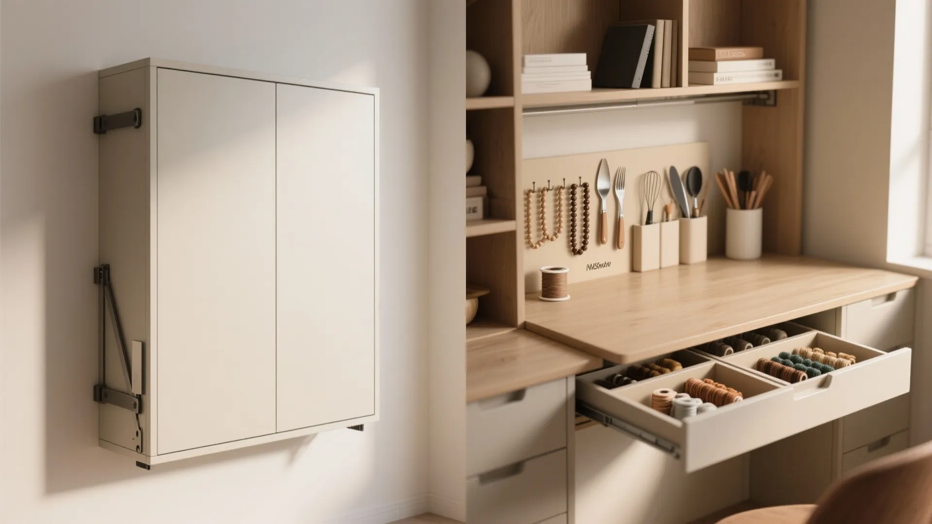 3. Install a foldaway workstation with hidden drawers