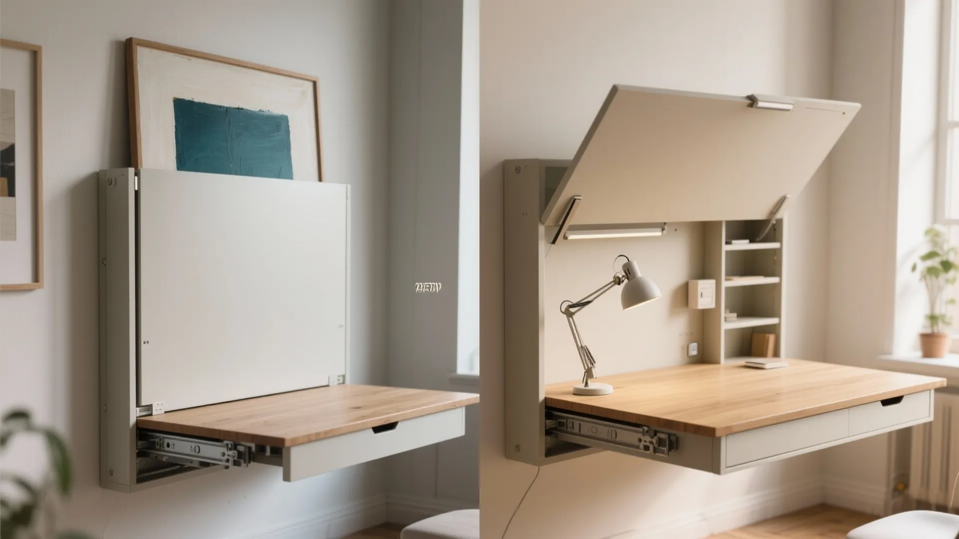2. Wall-mounted fold-away desks