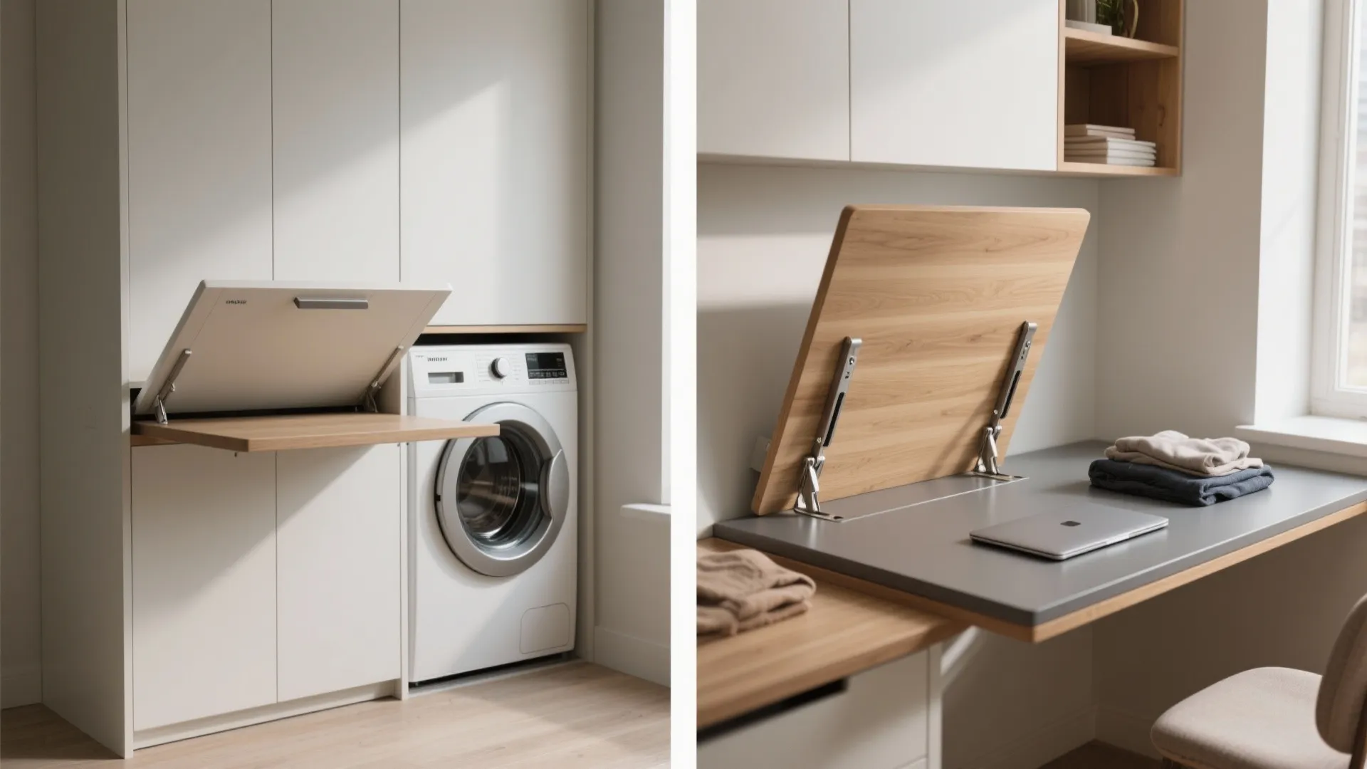 2. Fold-away desk above a front-load washer