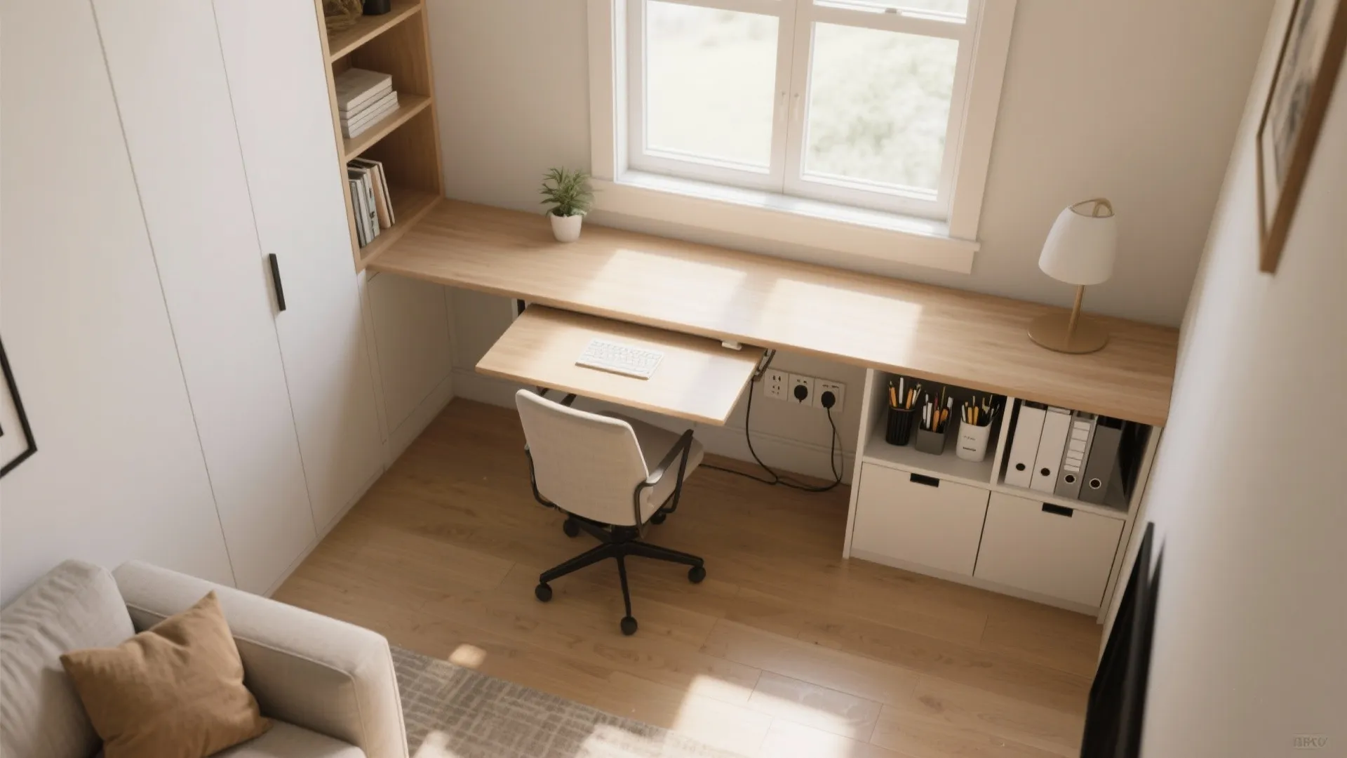 1. Fold-away desk zone