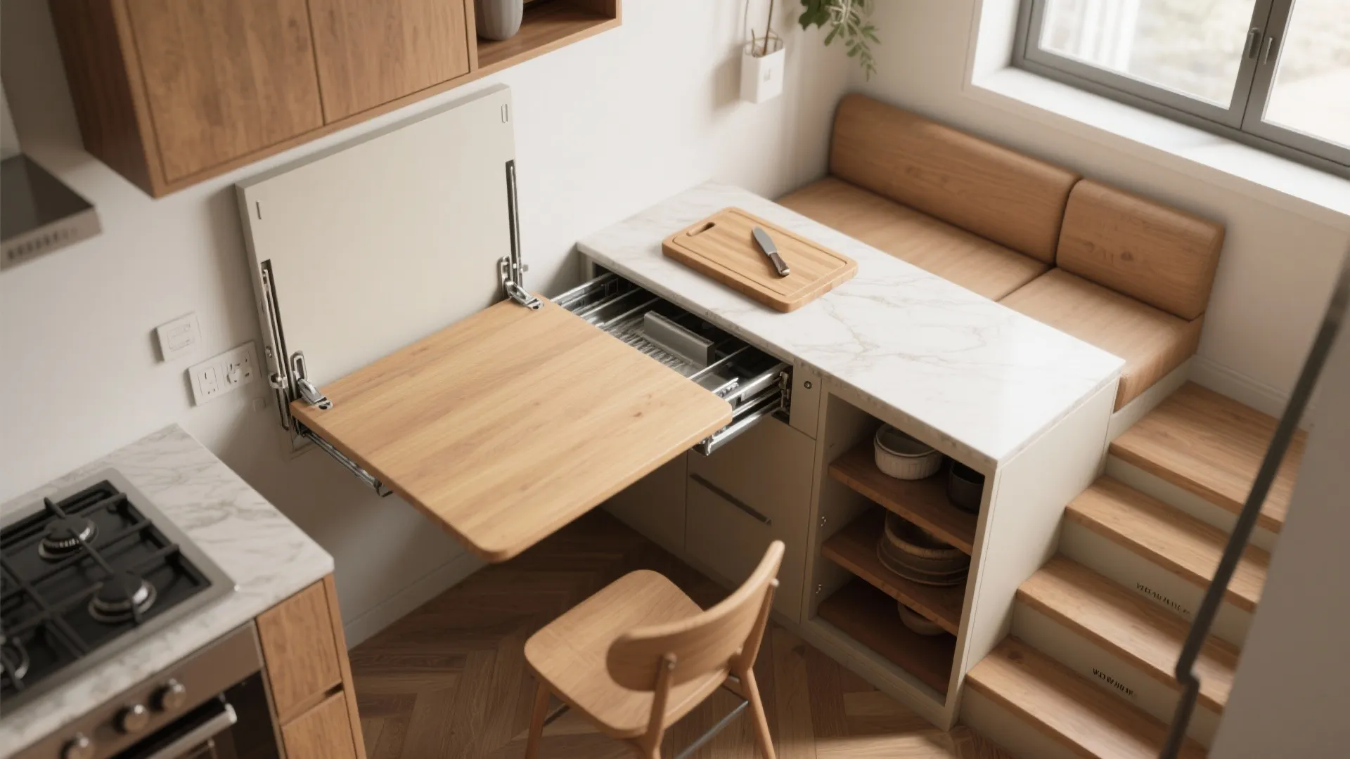 4. Foldaway Surfaces and Hidden Dining — reclaim floor area