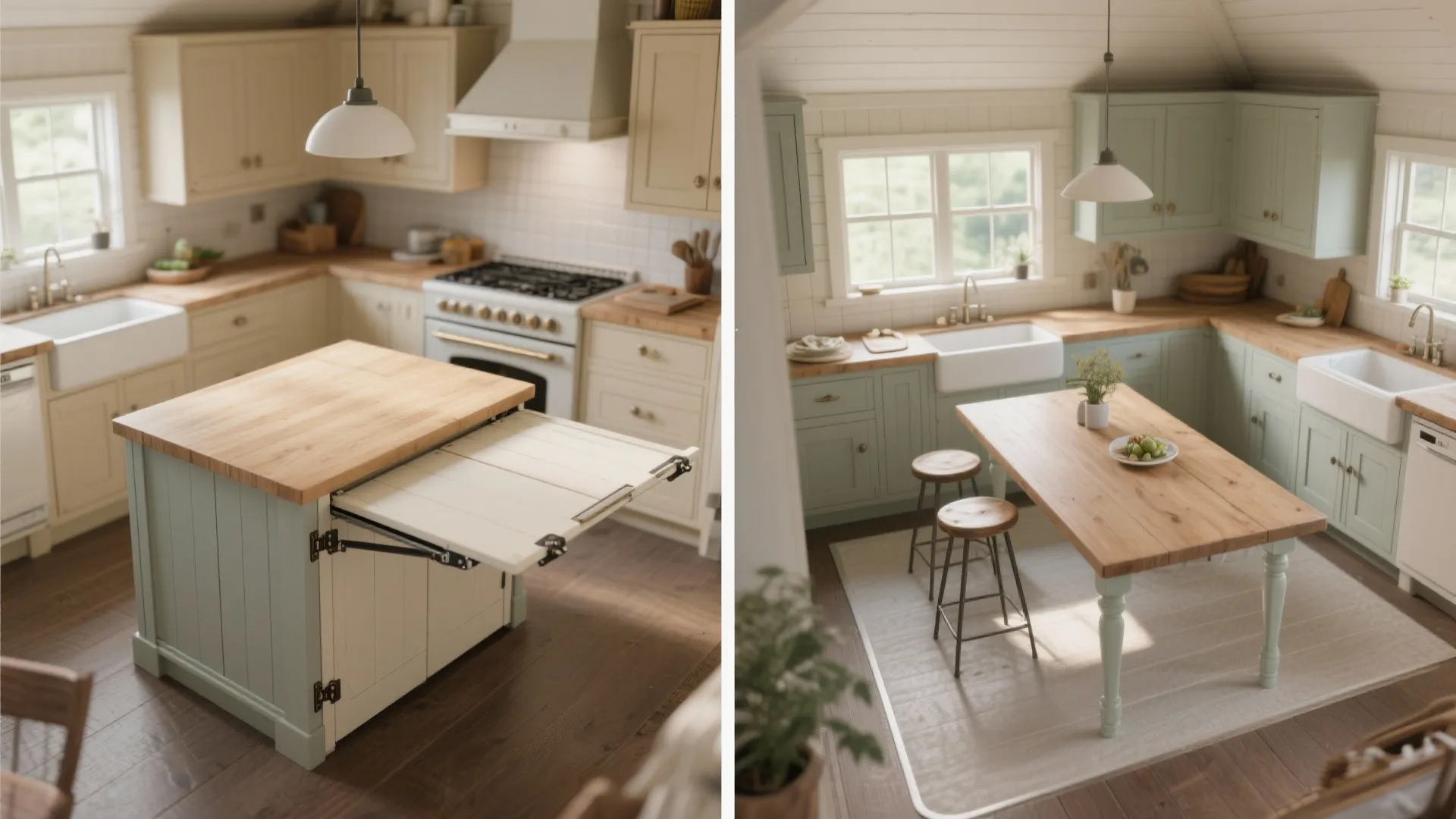 3. Foldaway island that doubles as prep and dining