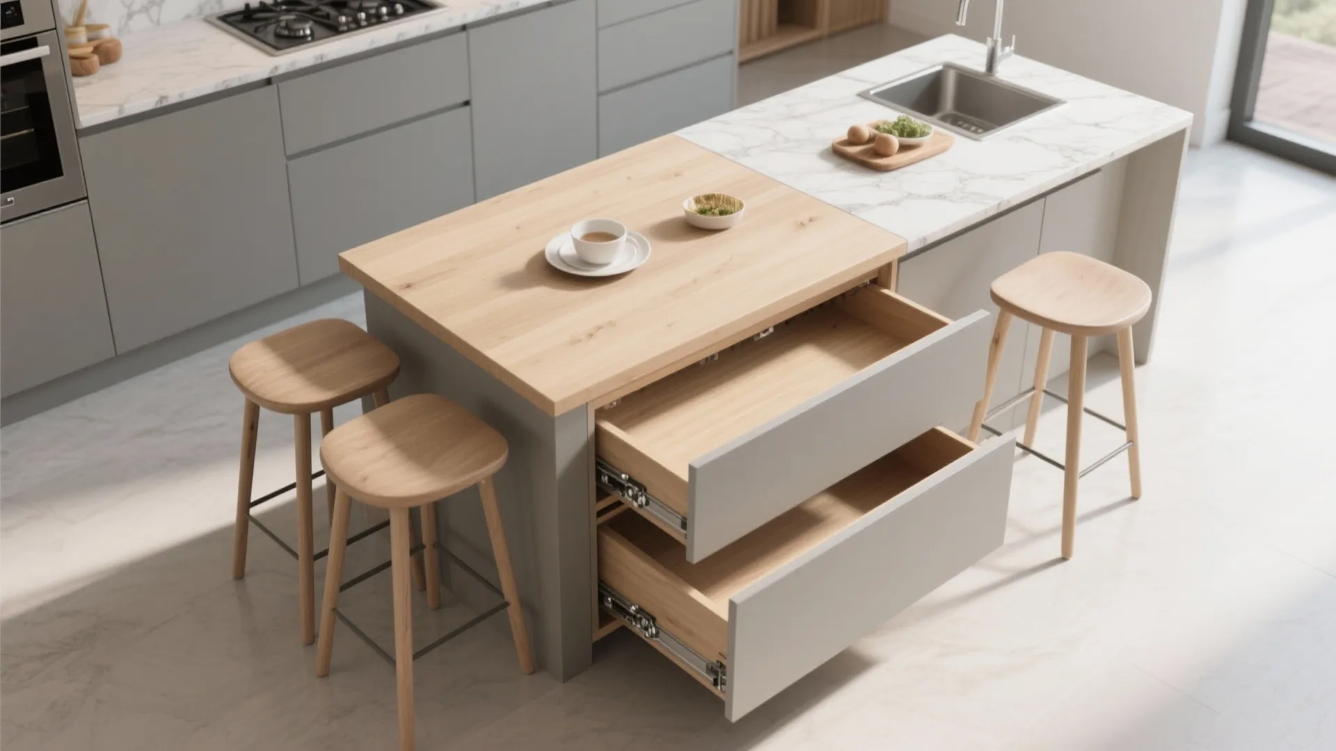 2. Multi-functional islands and fold-away counters