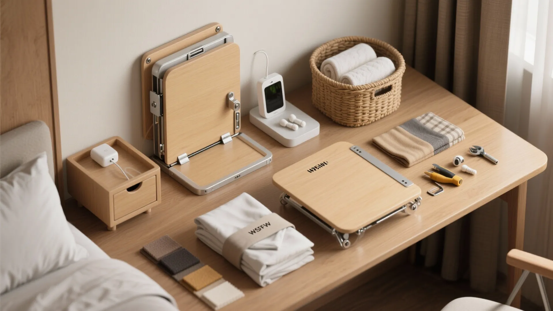 5. Fold-away furniture and compact hospitality kit