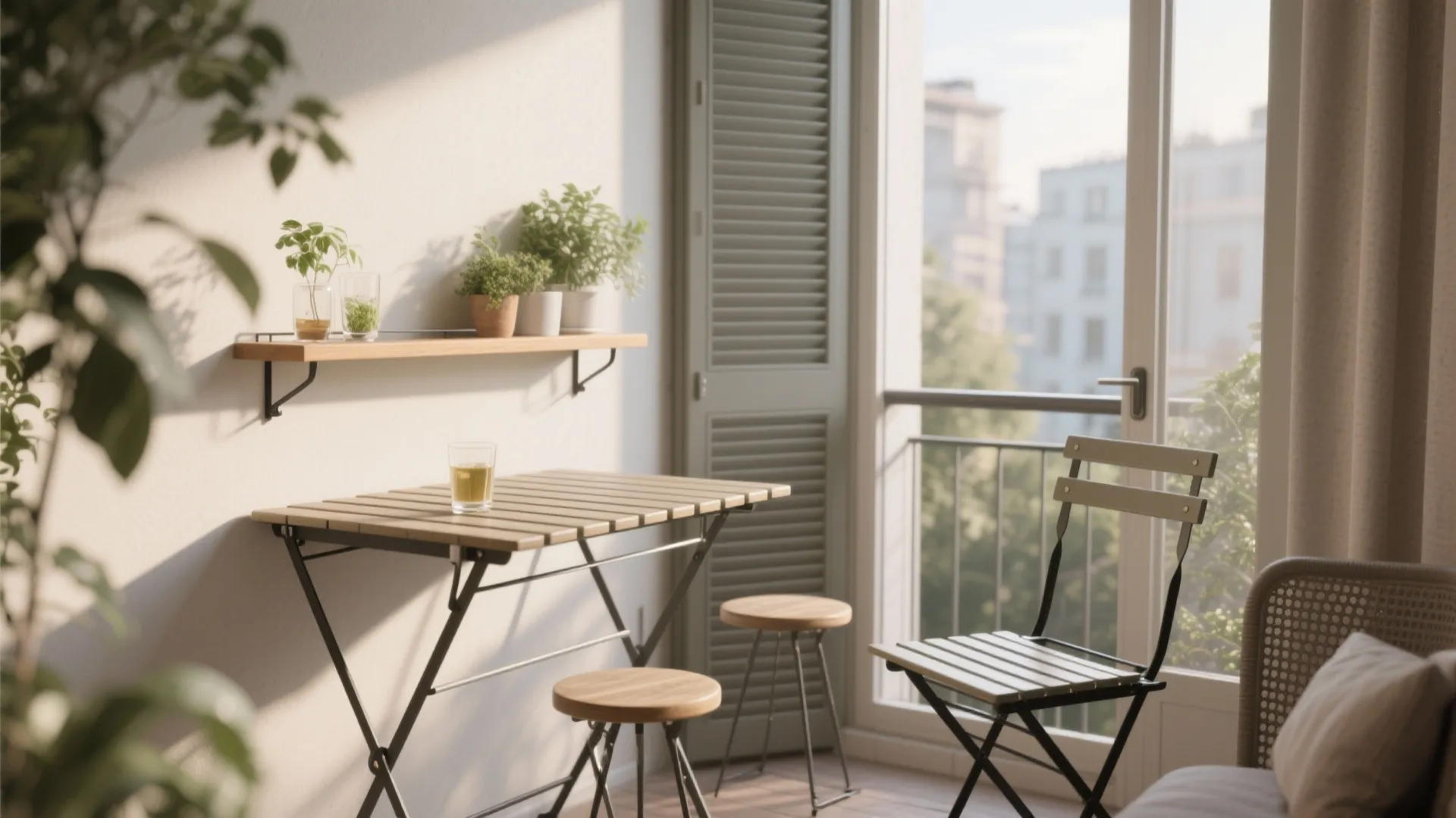 2) A micro lounge or breakfast nook that folds away