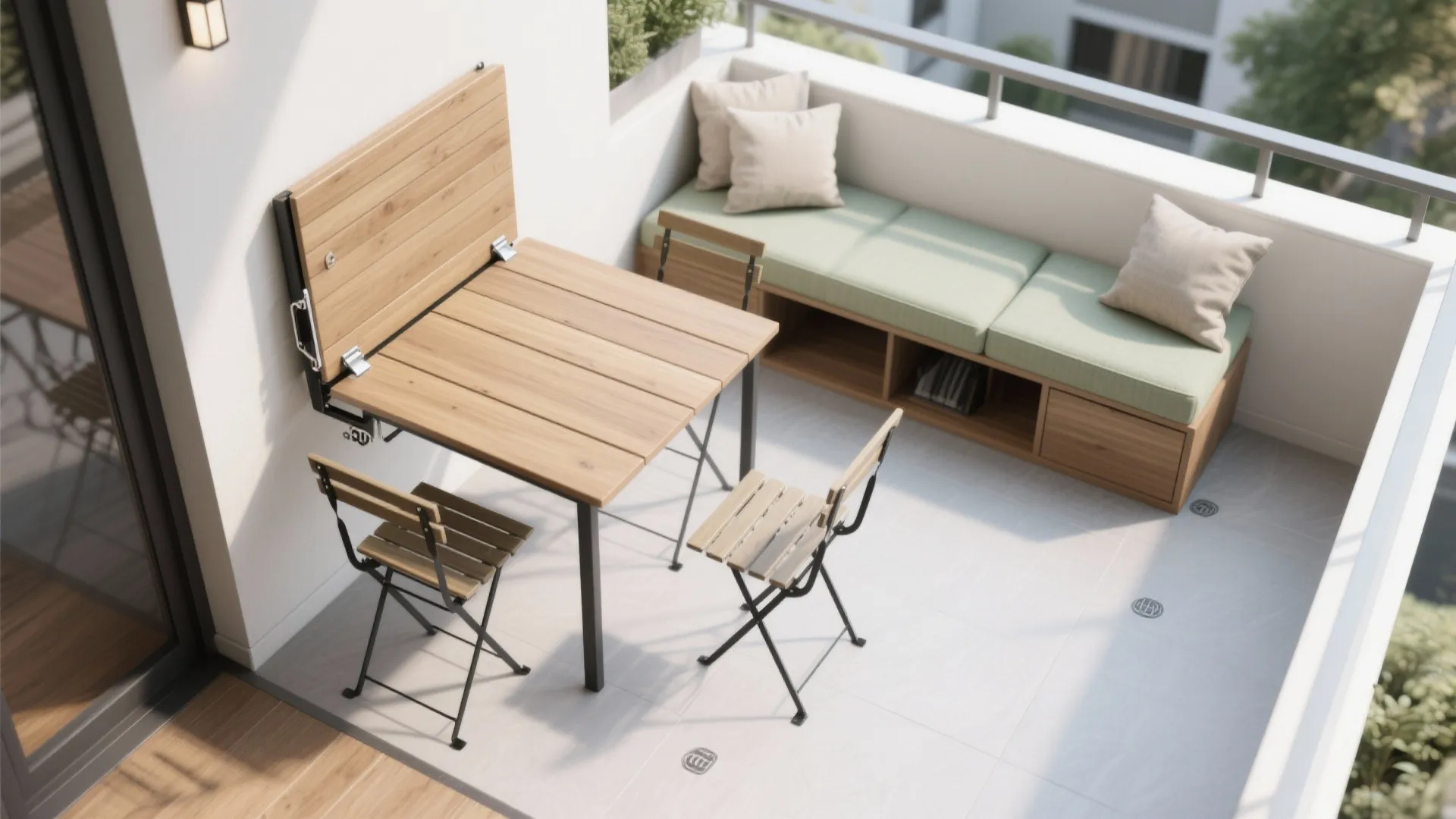 3) Fold-Away Functions: Wall Tables and Modular Seating