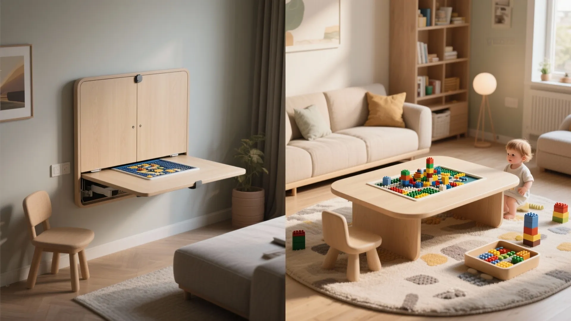 4. Fold-away play surfaces and sensory corners