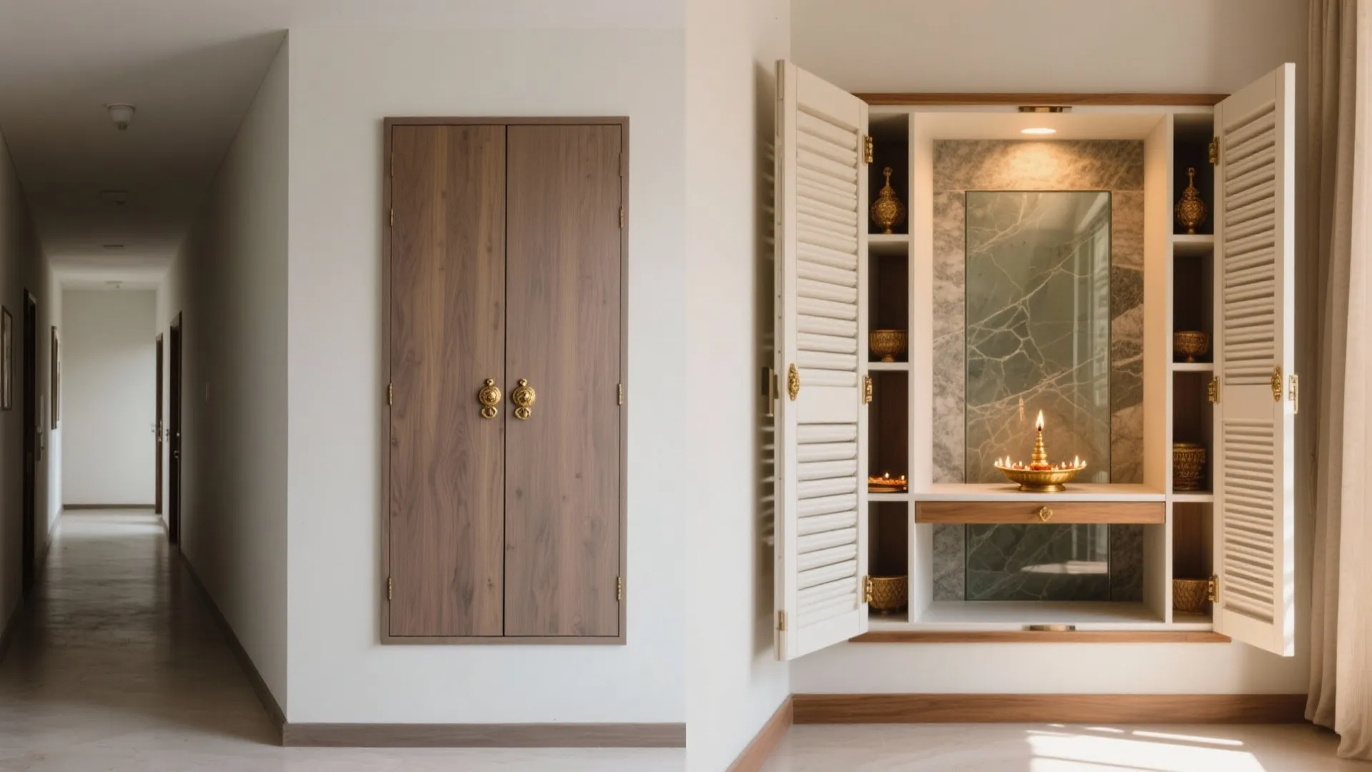 Foldaway Pooja Cabinet for Privacy and Flexibility