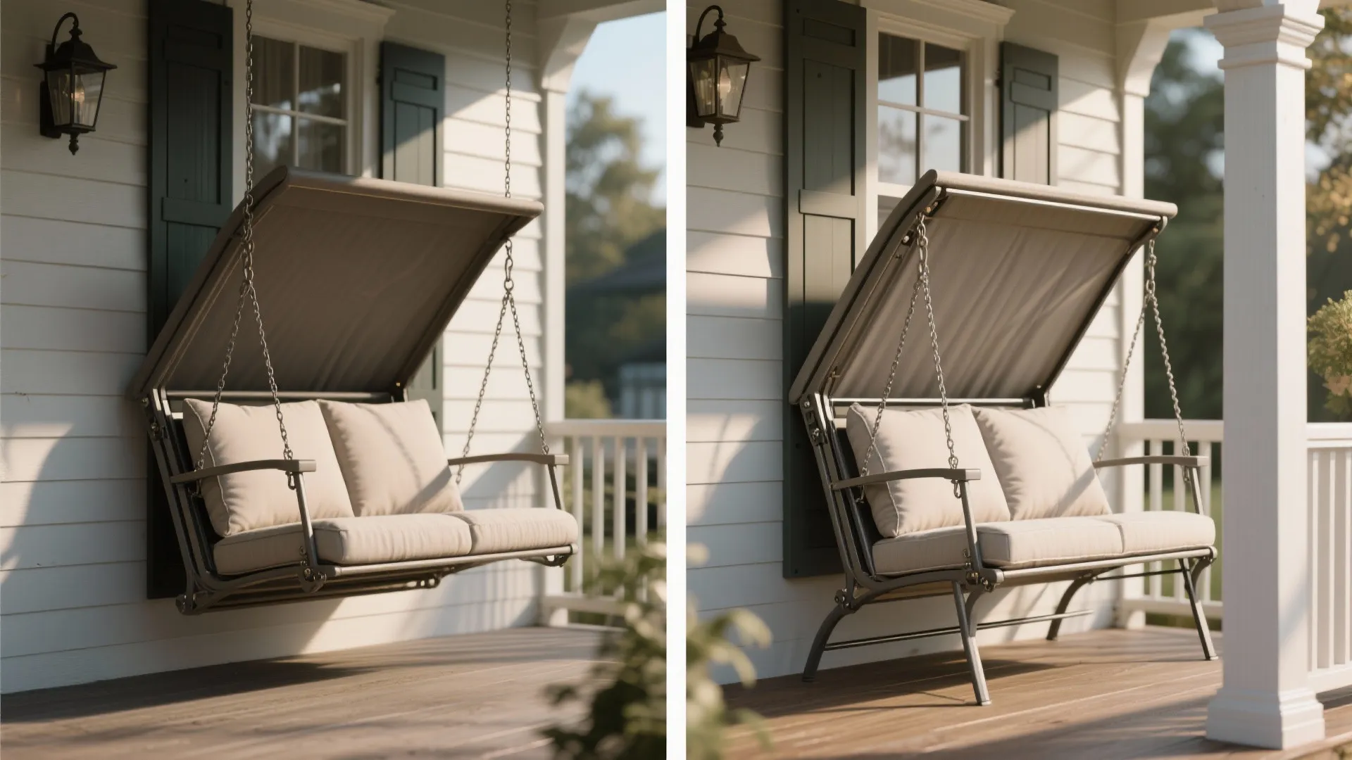 4. Fold-away porch swing bench