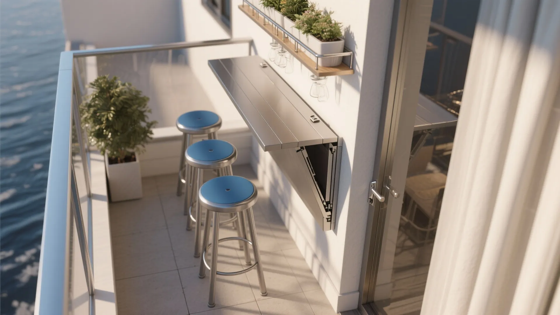 3) Fold-away furniture and multipurpose rail consoles