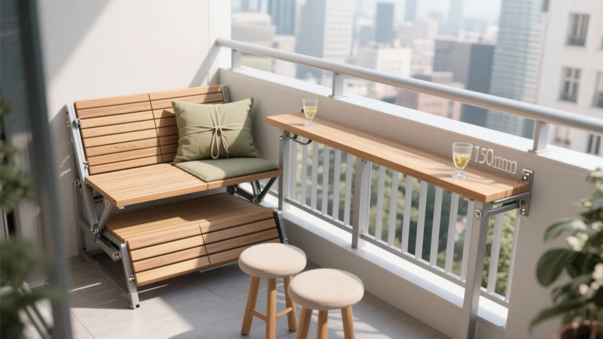 2) Light, breathable seating with fold-away flexibility