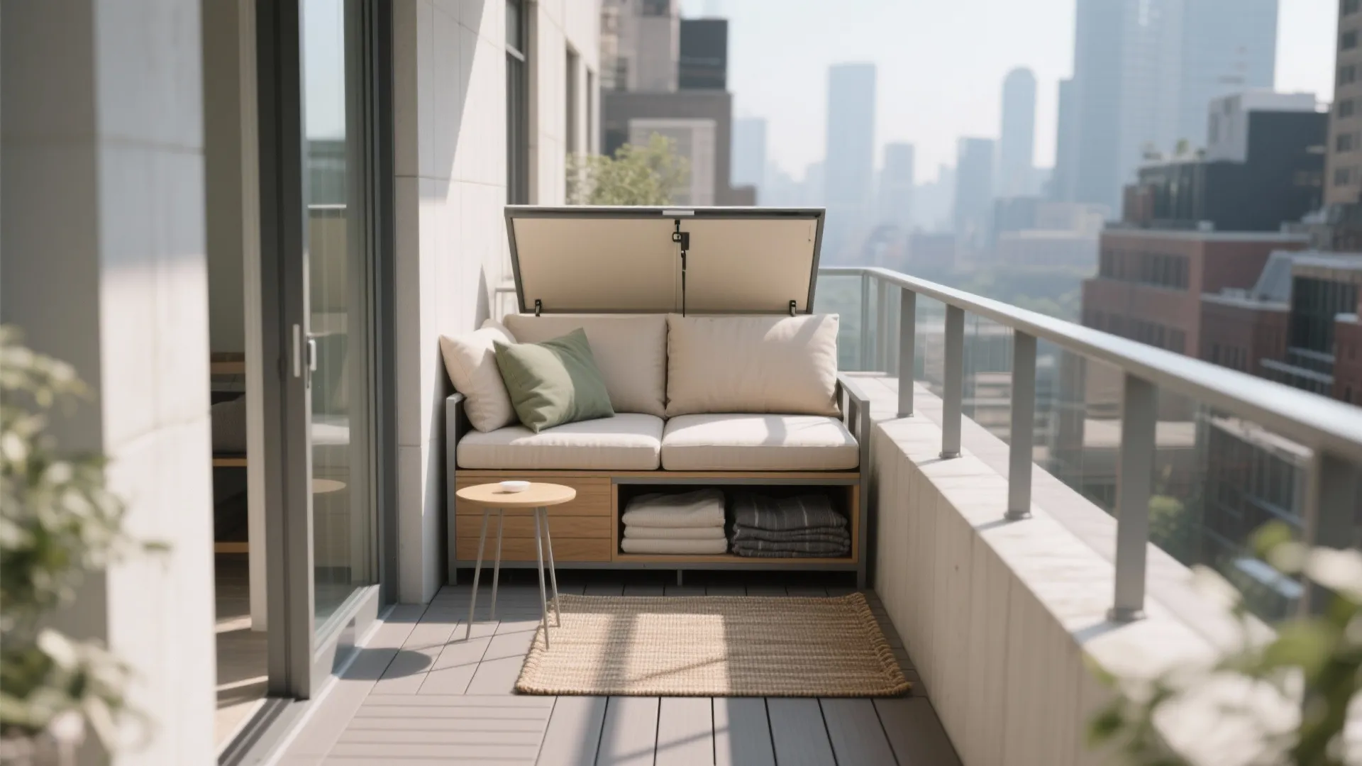 Foldaway seating and dual-purpose storage