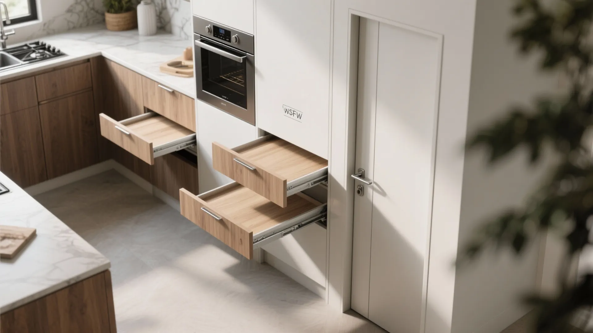 3. Use foldaway surfaces and pocket doors