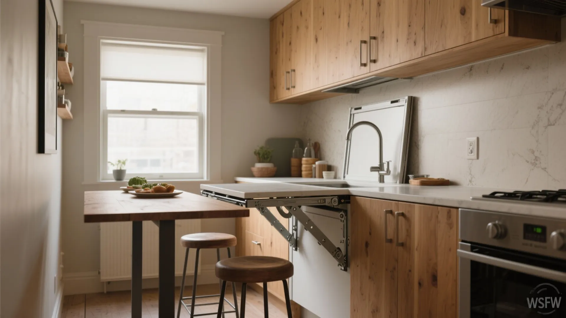 1. Fold-away and multi-use surfaces