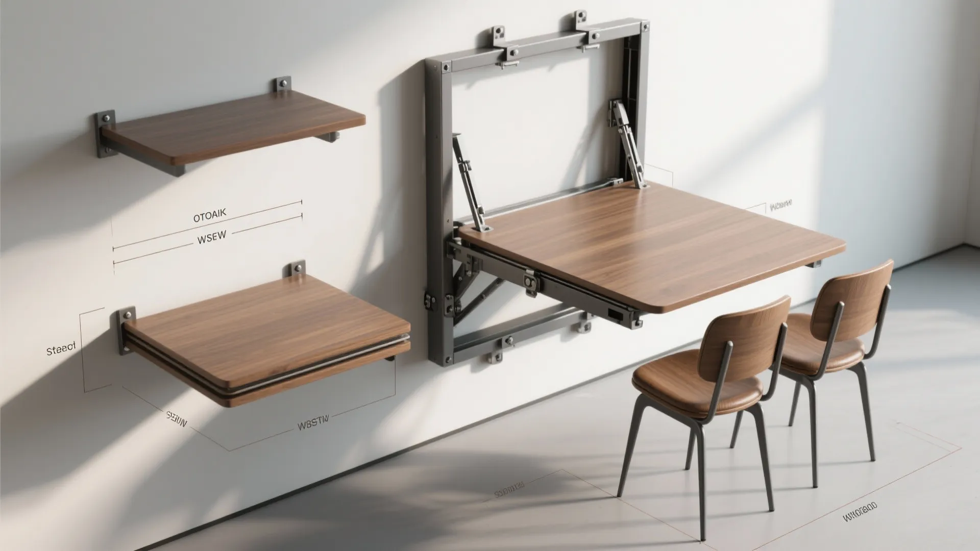 5. Wall-mounted or fold-away tables for flexible dining
