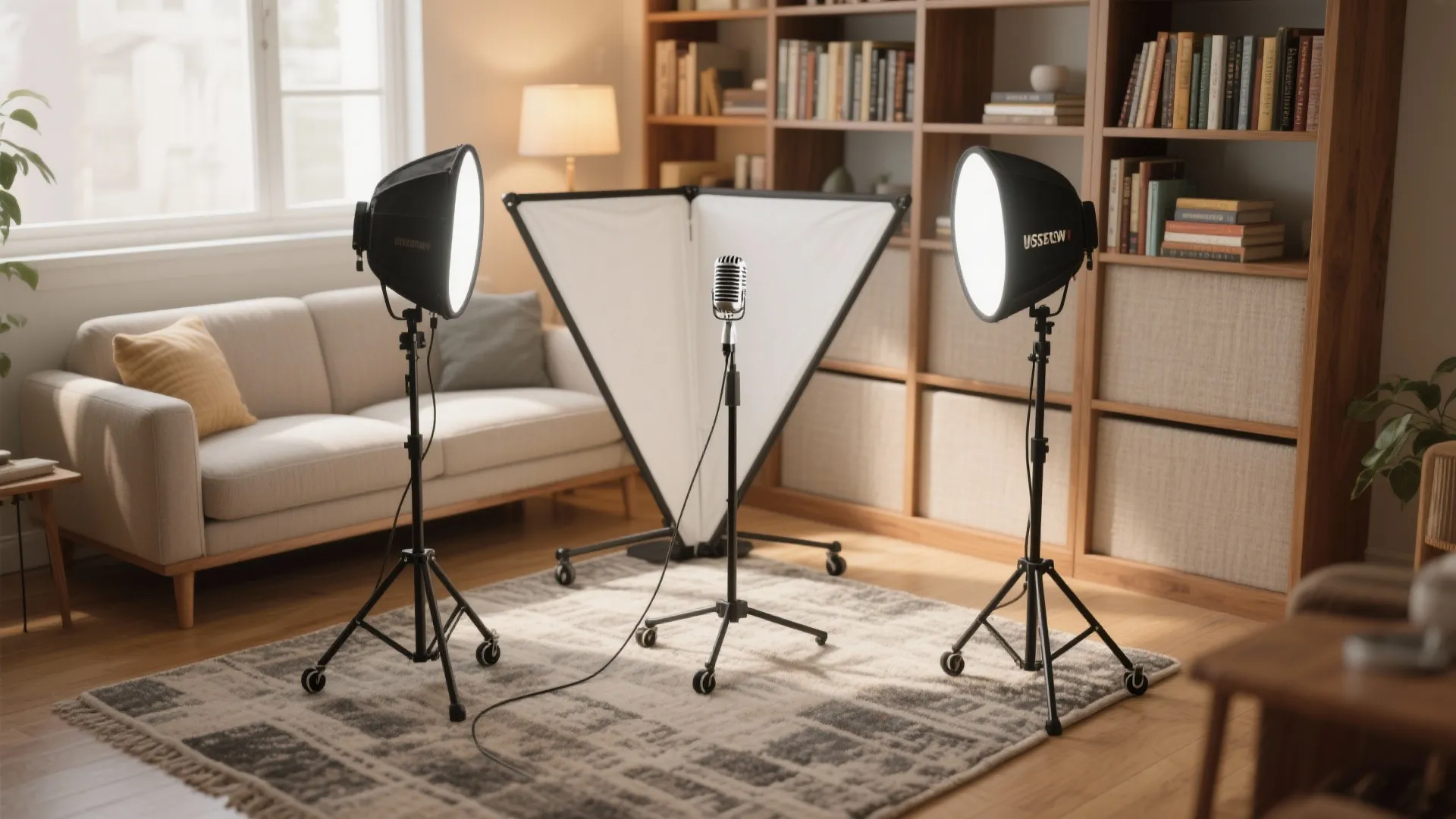 5) Foldaway recording corner with acoustic screens