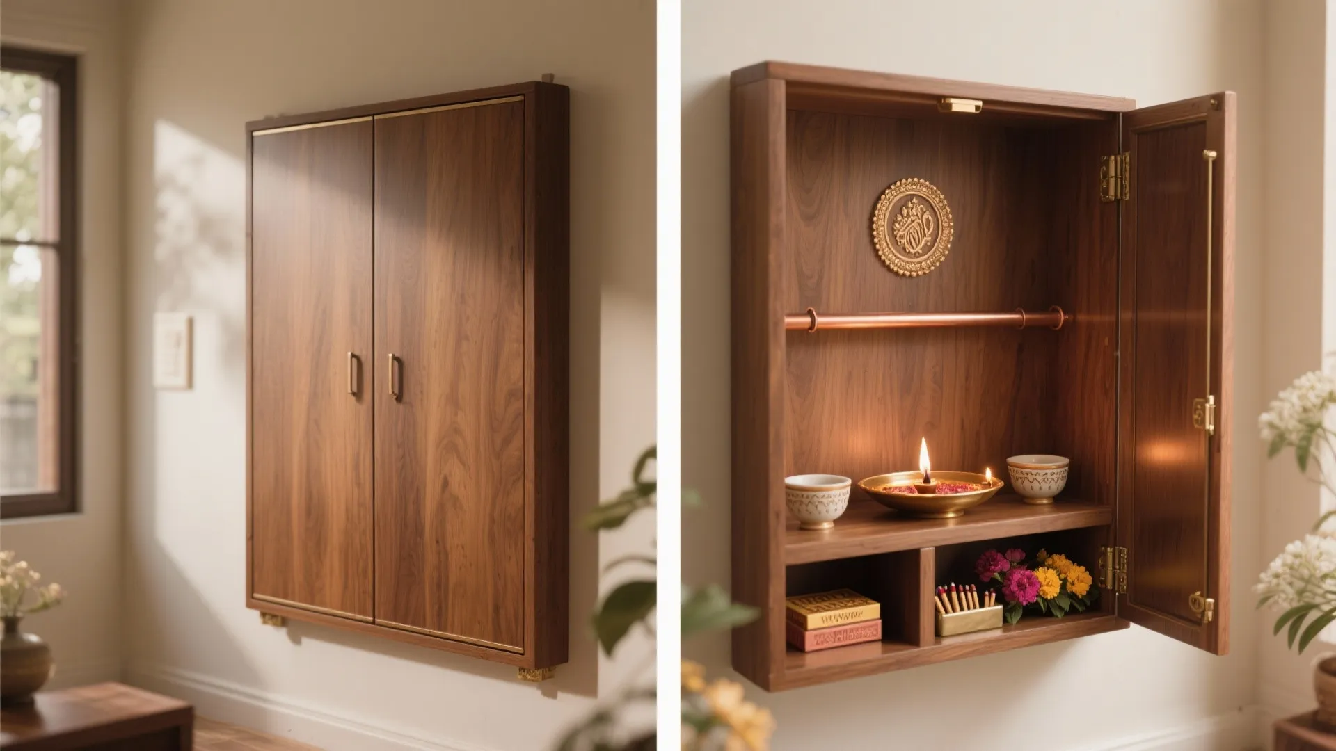 Fold-Away Pooja Wall Unit: Smart, Safe, Space-Saving