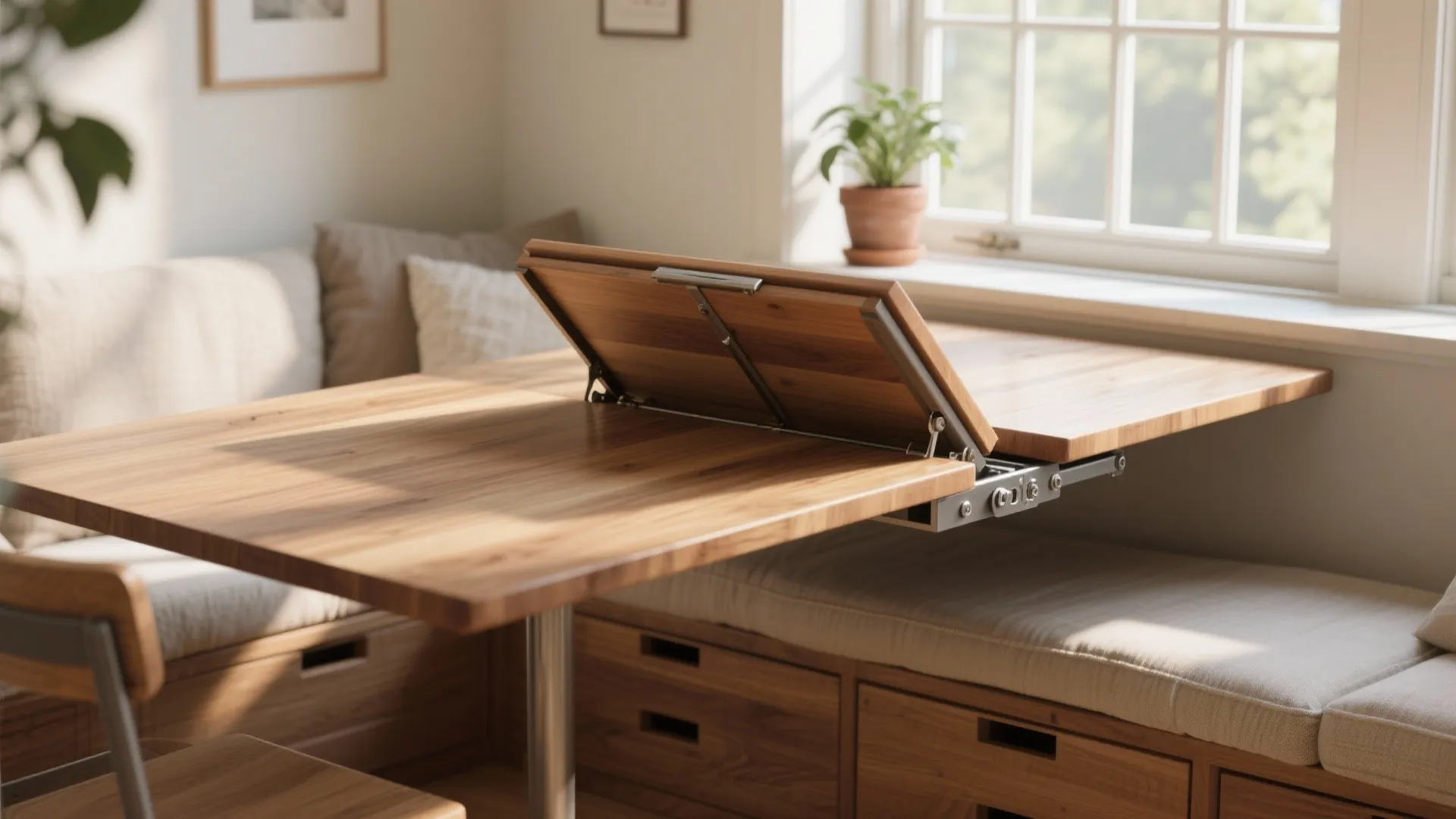 2. Fold-away table with window seat