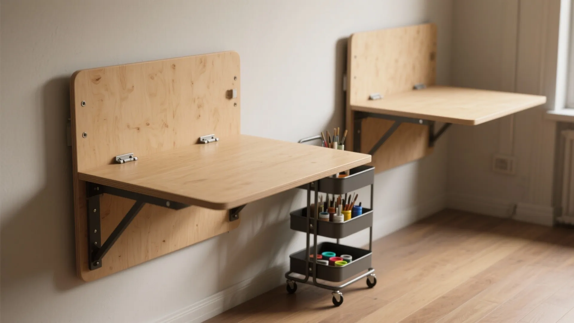 3. Foldable surfaces and mobile carts for flexibility