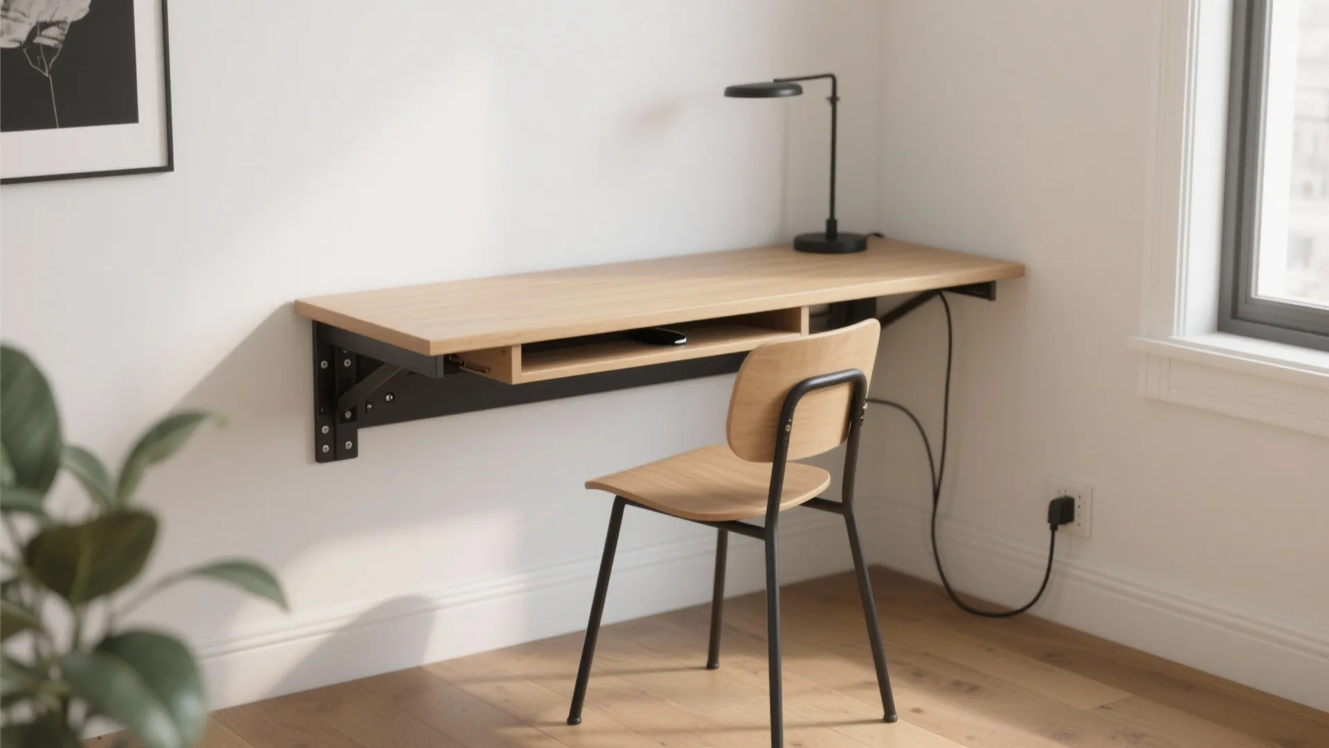 Idea 1: Fold‑down wall desk with a cable spine