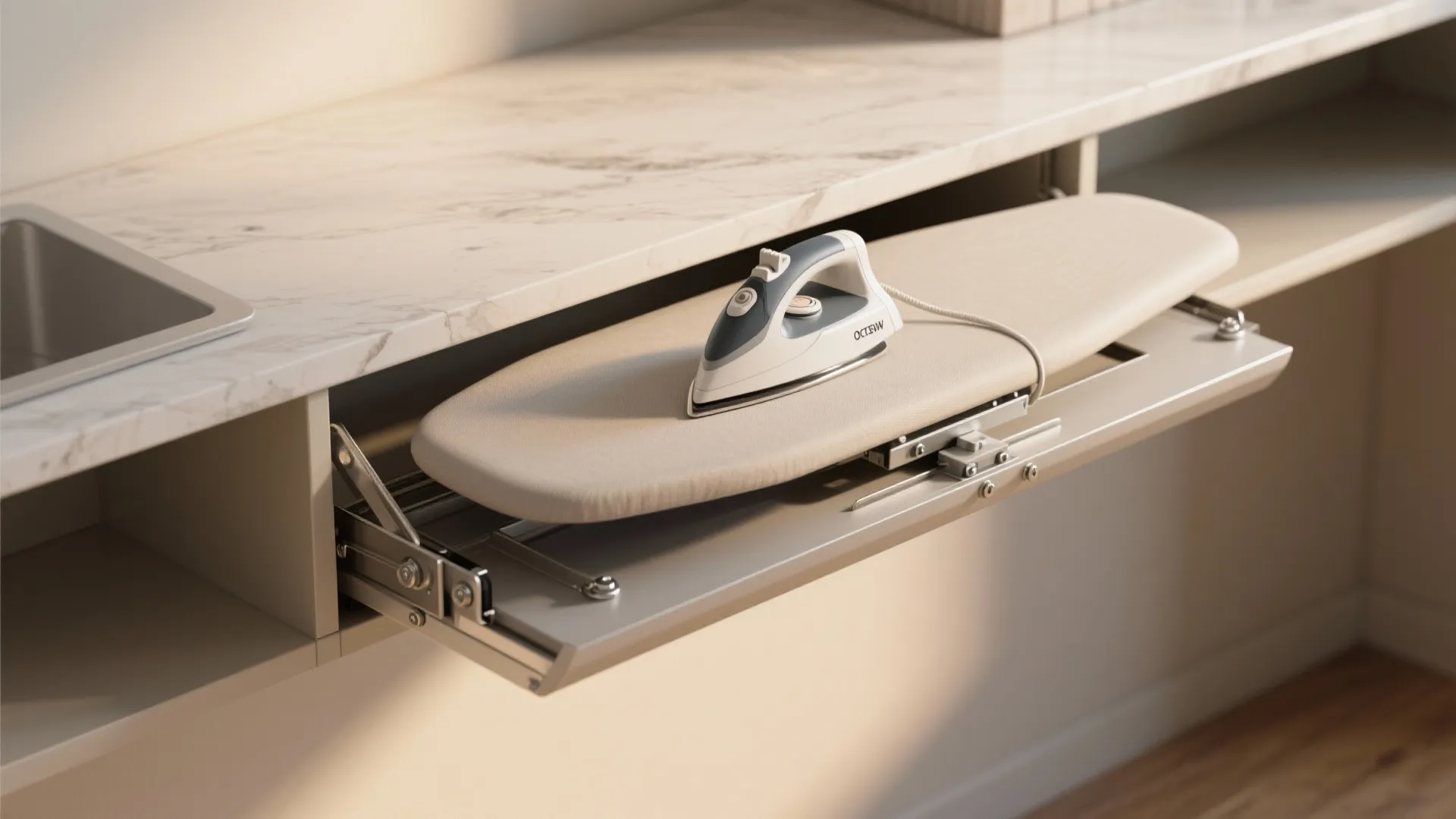 4. Shelf with integrated fold-down ironing board