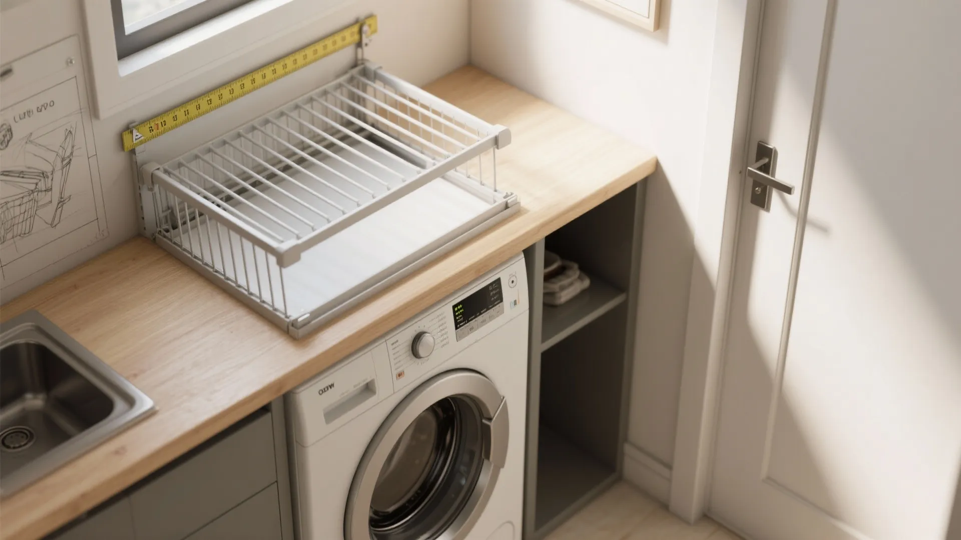 3. Fold-Down Counters and Retractable Drying Racks