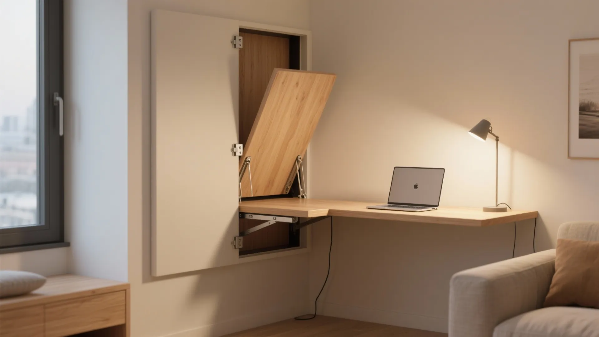 Fold-down wall desk (the hideaway)