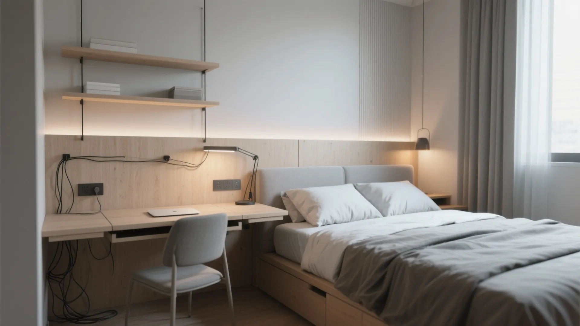 4. Fold-Down or Wall-Mounted Headboard Solutions