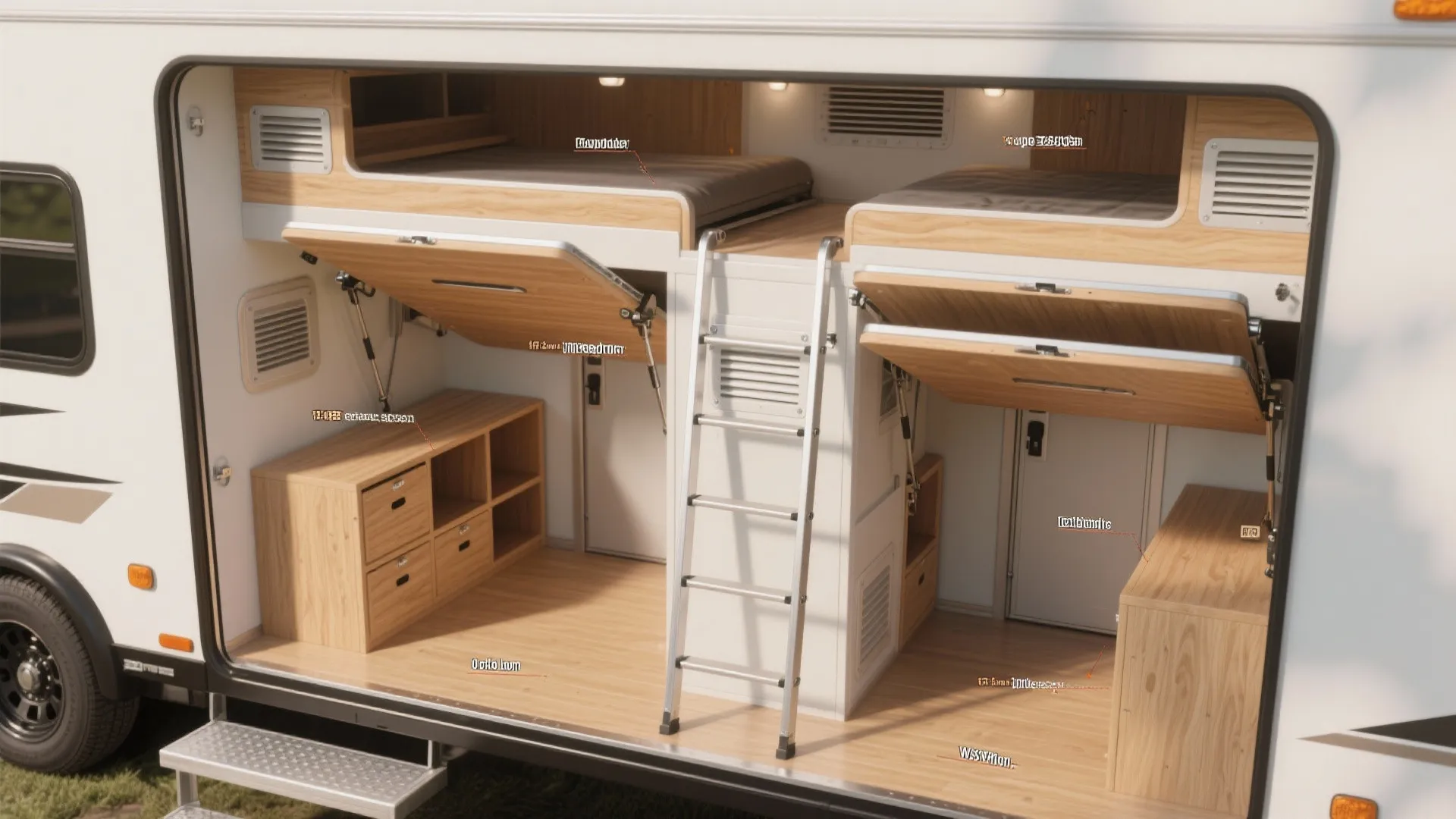 3. Fold-down loft with integrated storage