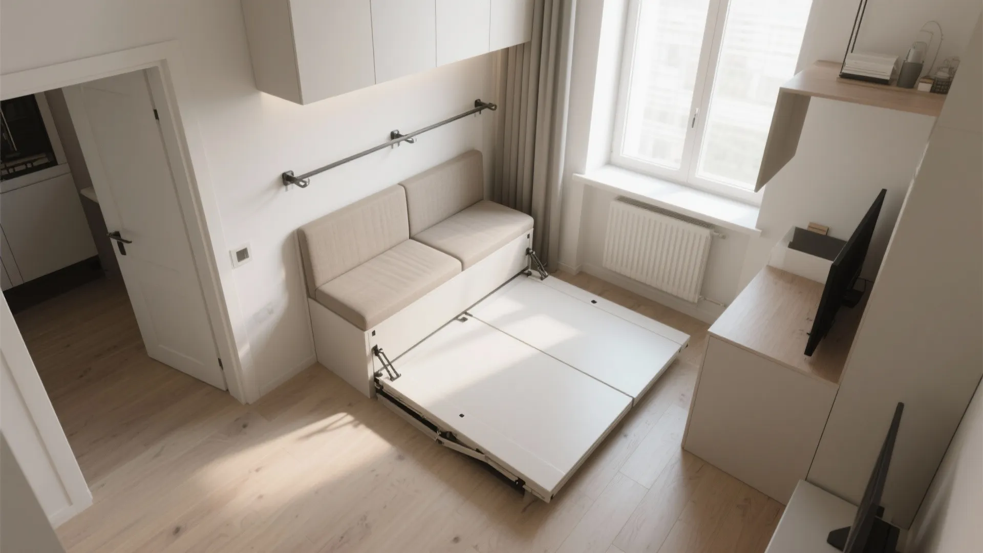 4. Fold-down wall bench for ultra-tight areas