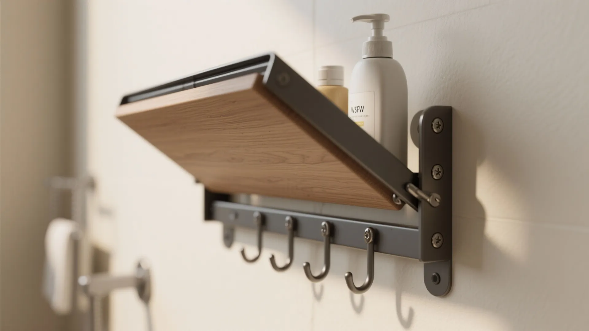 3. Fold-Down Wall Hanger with Integrated Shelf