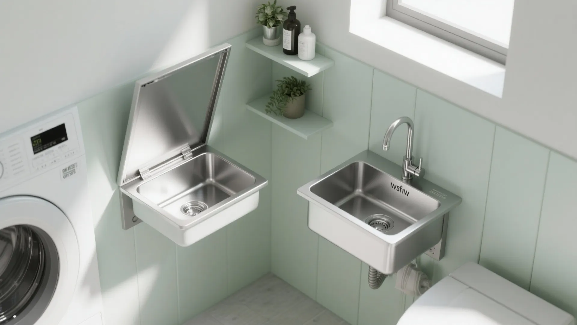 Fold-Down or Collapsible Sinks for Micro-Laundry Rooms