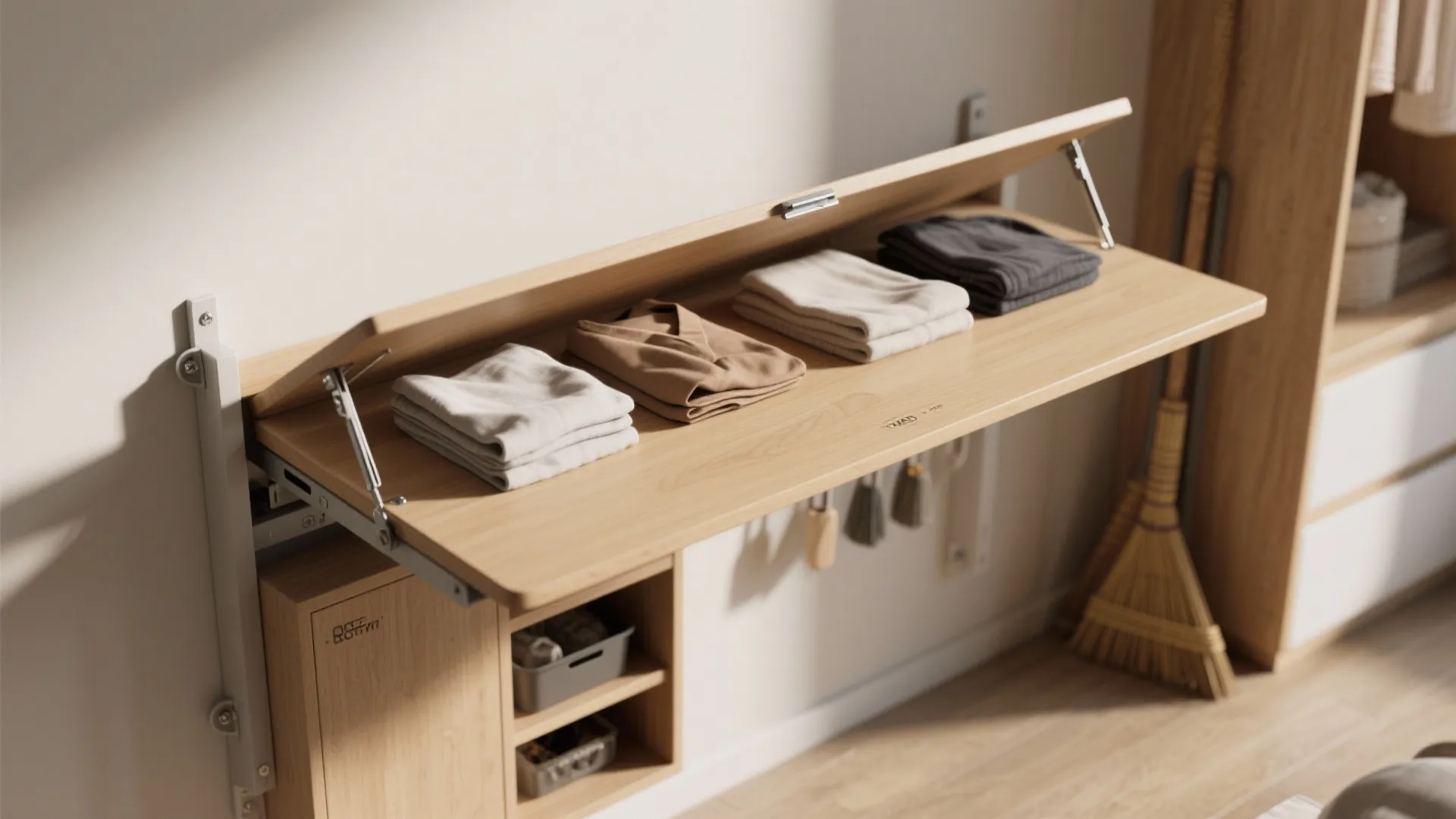5. Fold-down folding station with hidden storage