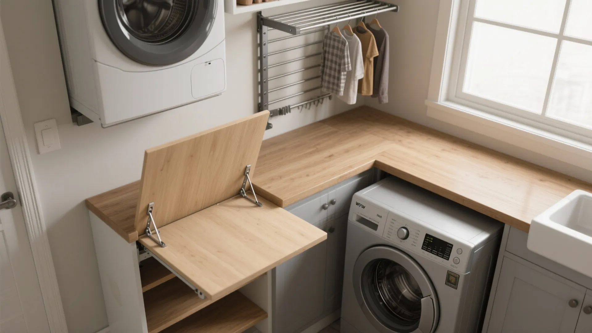 3. Fold-down Counters and Wall-mounted Drying