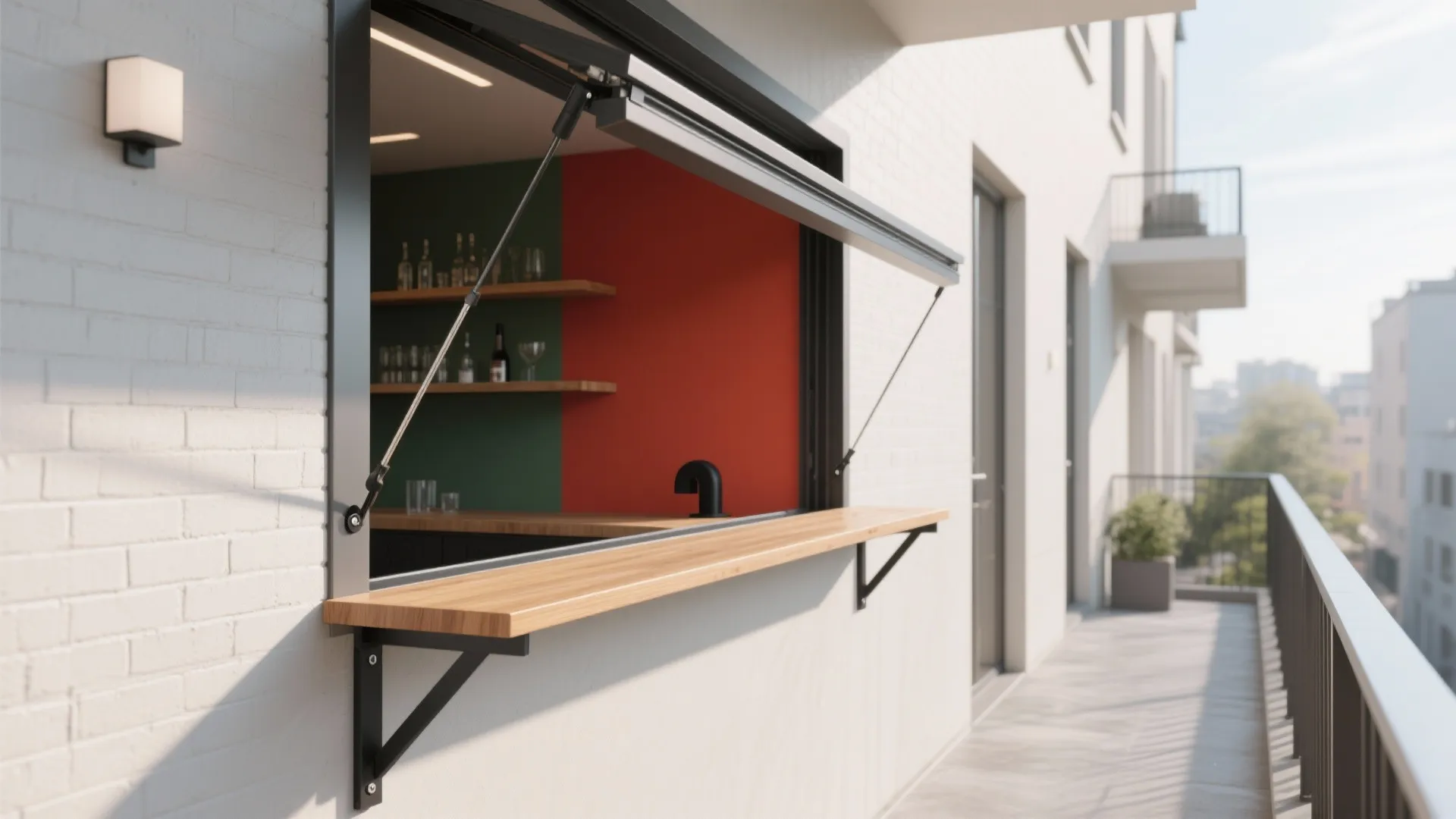 Fold-down furniture and color blocking: flexible by design